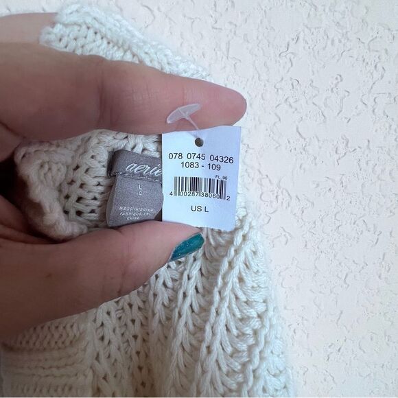 NWT Aerie oversized chunky knit lace up sweater, size Large. - Picture 3 of 5